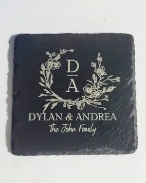 Monogram Slate Coasters Square