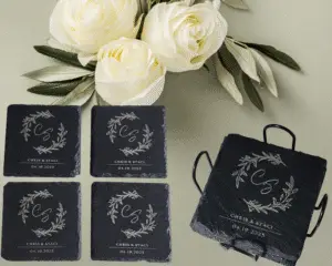 Monogram Slate Coasters Square